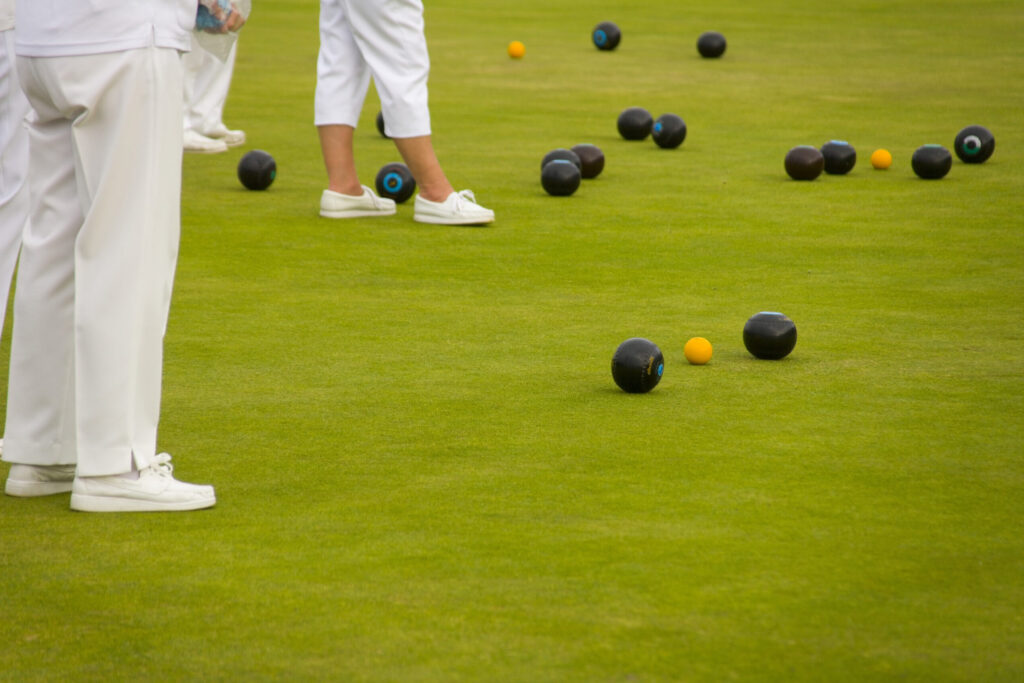 lyme regis dorset england women playing bowls on lyme regis bowling club bowling green